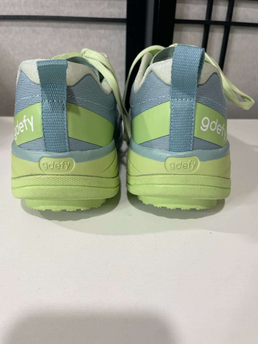 Gravity Defyer Women's GDEFY Lauff Athletic Shoes - Light Blue & Lime - Picture 5 of 9